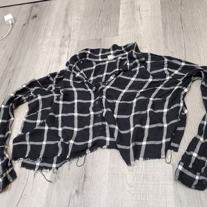 Homemade, Oversized, Plaid Crop Top